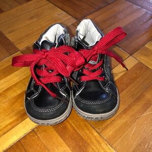 Kids Black and Red Lace-Up Shoes